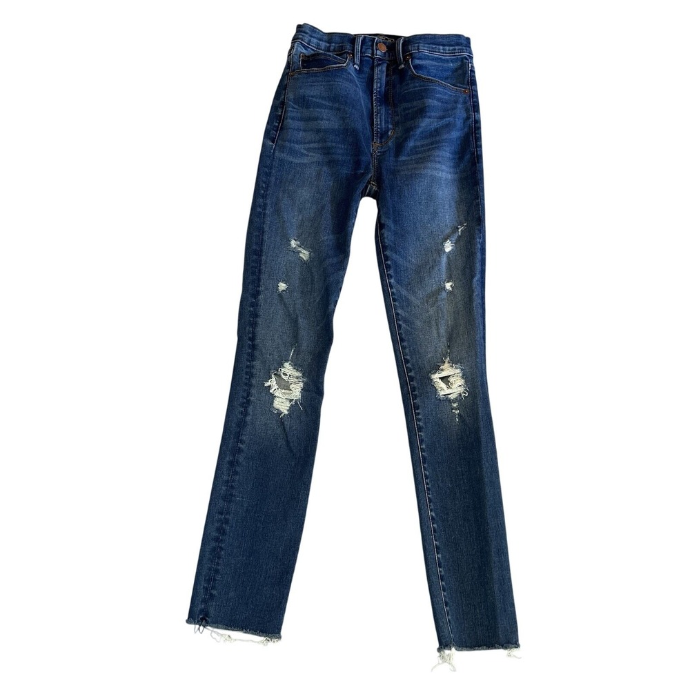 AF Distressed Raw Hem Skinny Jeans Ripped Knee Dark Wash Denim Pants Size 25/0